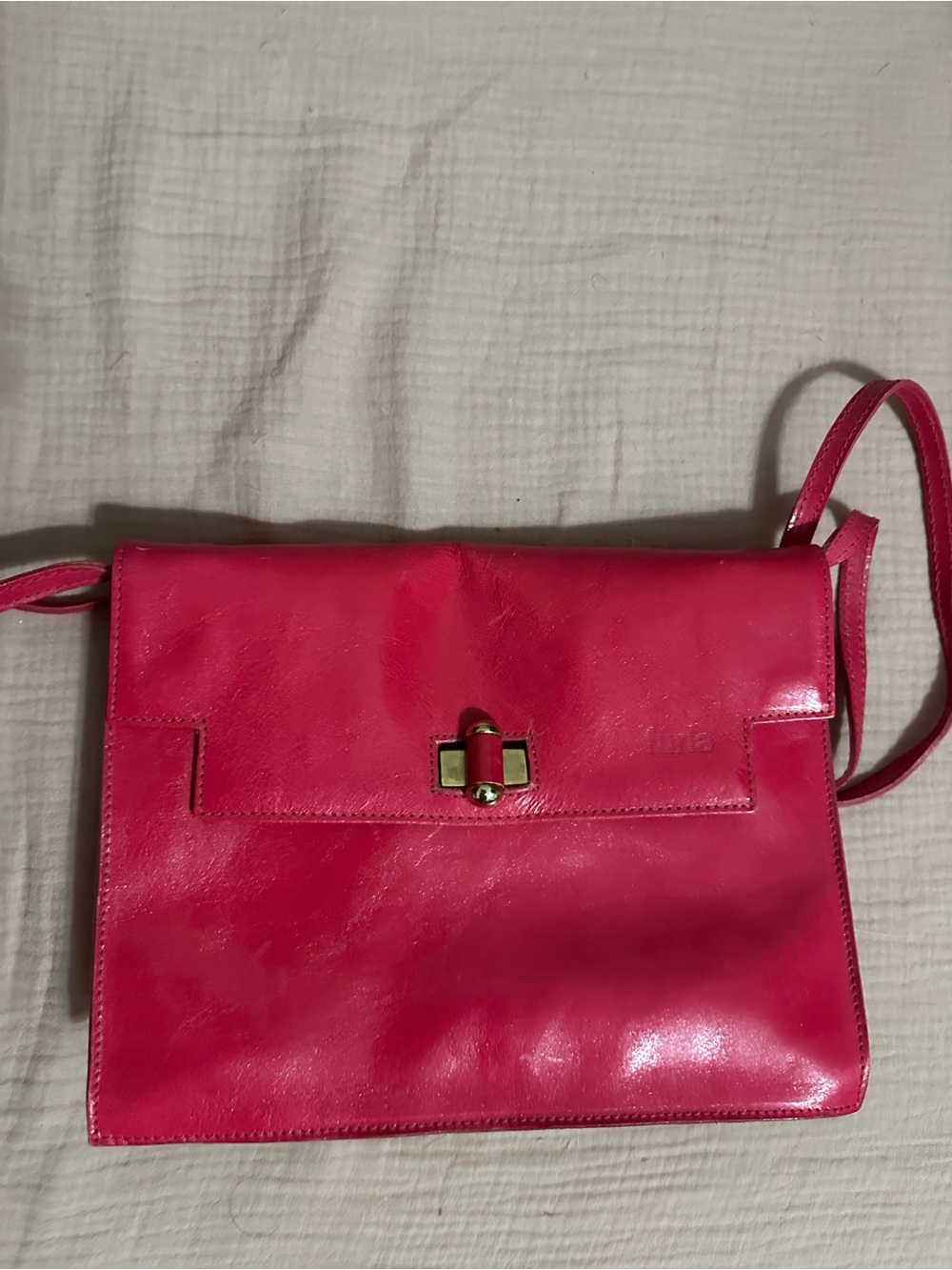 Furla Vintage 70s Pink Leather Crossbody Bag